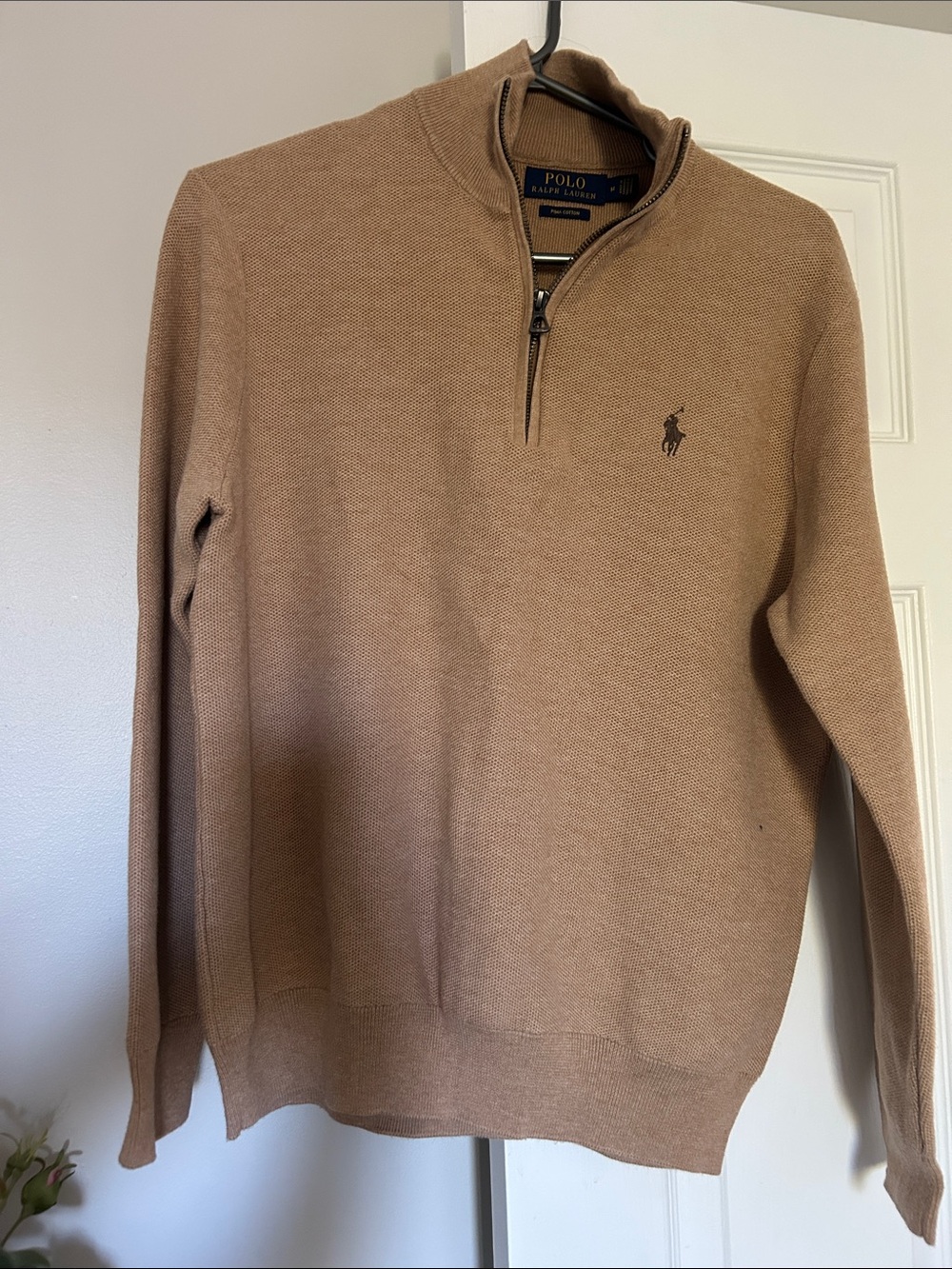 Polo by Ralph Lauren Men's Zip-Neck Sweater - Camel Brown -Small